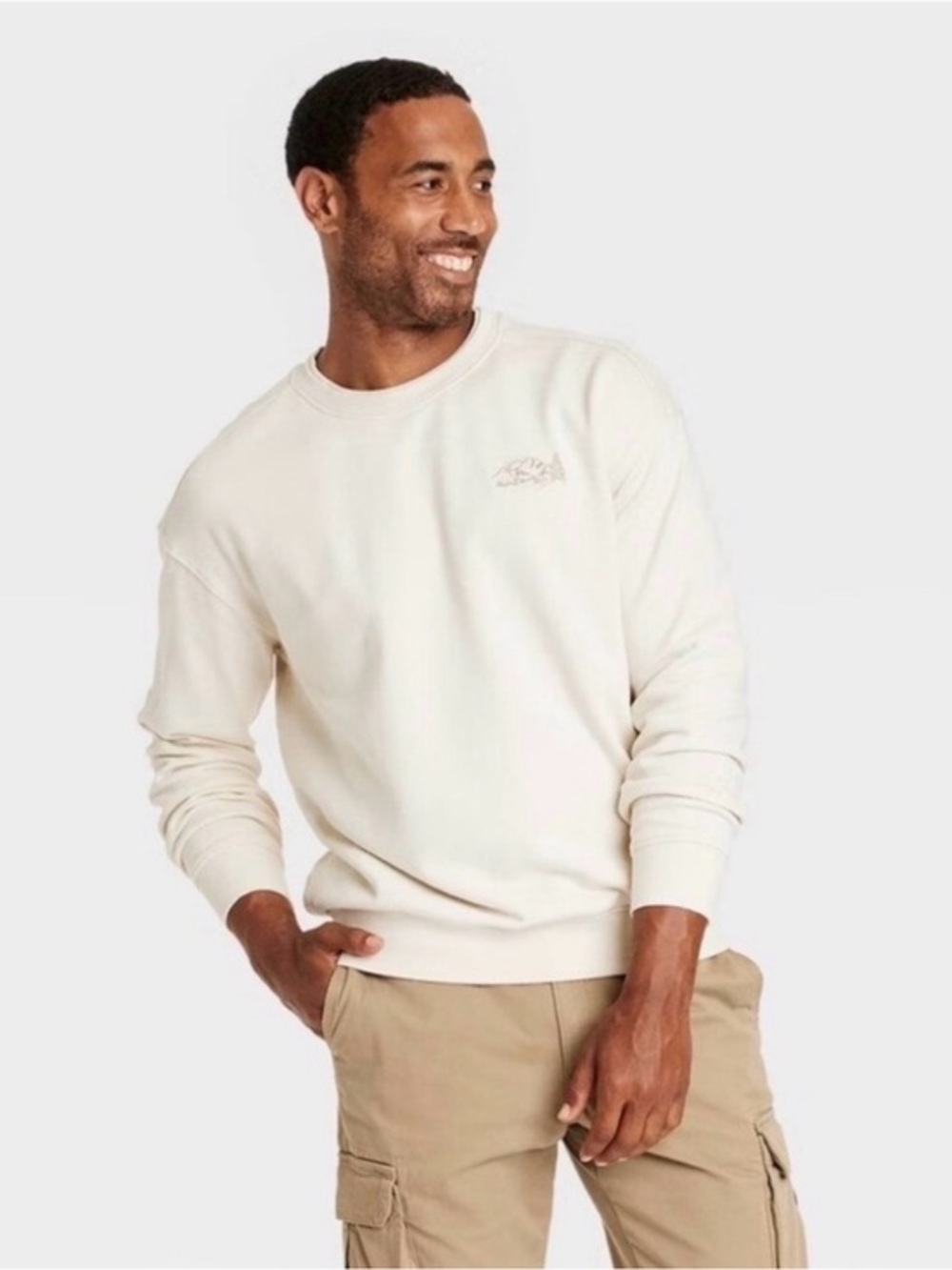 NWT Men's French Terry Pullover Sweatshirt Goodfellow & Co Cream 3XL Big & Tall